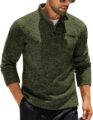 COOFANDY Men’s Casual Henley Pullover Sweatshirt Thermal Fleece Slim Fit Sweater by COOFANDY