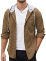 COOFANDY Men’s Corduroy Shirt Jackets Long Sleeve Button Down Casual Stylish Hooded Shacket Jacket with Pocket by COOFANDY