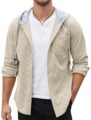 COOFANDY Men’s Corduroy Shirt Jackets Long Sleeve Button Down Casual Stylish Hooded Shacket Jacket with Pocket by COOFANDY