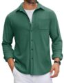 COOFANDY Mens Flannel Shirts Long Sleeve Thermal Button Down Shirt Shacket Lightweight Jacket by COOFANDY