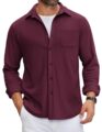 COOFANDY Mens Flannel Shirts Long Sleeve Thermal Button Down Shirt Shacket Lightweight Jacket by COOFANDY