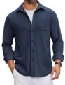 COOFANDY Mens Flannel Shirts Long Sleeve Thermal Button Down Shirt Shacket Lightweight Jacket by COOFANDY