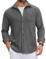 COOFANDY Mens Flannel Shirts Long Sleeve Thermal Button Down Shirt Shacket Lightweight Jacket by COOFANDY