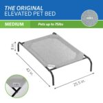 Coolaroo Original Elevated Dog Bed - Breathable Off-The-Ground Pet Bed with Cooling Fabric, Joint Relief & Moisture-Resistant Fabric, 100% Recyclable, Easy Clean, Grey, Medium by Coolaroo