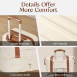COOLIFE Luggage Carry On Luggage Suitcase Softside Wheeled Luggage Lightweight Rolling Travel Bag, White, 3 Piece Set (DB/TB/20), Luggage Set with Bags by Coolife