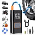 Cordless Tire Inflator Portable Air Compressor 150PSI Bike Pump with LED Light & Pressure Gauge Auto Shut-Off electric Air Pump for Car Tires Motorcycle Bicycle Ball with… by RGJNQ