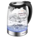 Cosori Electric Kettle, No Plastic Filter & Spout, 1.8Qt Tea Kettle & Hot Water Boiler For Coffee & Tea, Water Heater & Teapot, Automatic Shut Off, Borosilicate glass, Black, 1500W by COSORI