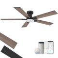 cumilo 52 inch Smart Low Profile Ceiling Fan with Lights Remote,Control via Alexa APP WIFI,Quite DC Motor,Dimmable LED,Flush Mount Outdoor Indoor Ceiling Fans for Bedroom Patio… by cumilo