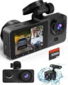Dash Cam Front and Rear Inside, 4K Full HD Triple Dash Camera for Cars, Car Camera with 32GB Card,Built-in Loop Recording,G-Sensor,24H Parking Monitor,WDR,Accident Lock by lensuge