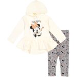 Disney Minnie Mouse Fleece Pullover Crossover Hoodie and Leggings Outfit Set Infant to Big Kid Sizes (12 Months - 14-16) by Disney