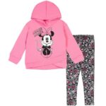 Disney Minnie Mouse Fleece Pullover Crossover Hoodie and Leggings Outfit Set Infant to Big Kid Sizes (12 Months - 14-16) by Disney