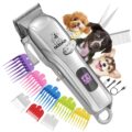 Dog Clippers for Grooming for Heavy Thick Hair&Coats, Dog Hair Trimmer,Low Noise Rechargeable Cordless Dog Grooming Kit Pet Shaver for Small Large Dogs Pets (Sliver) by Gooad