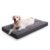 Dog Crate Bed Waterproof Dog Beds for Medium Dogs Rose Velvet Soft Fluffy Washable Dog Bed with Removable Cover & Anti-Slip Bottom, 35 x 22 Inch, Gray by KSIIA