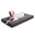 Dog Crate Bed Waterproof Dog Beds for Medium Dogs Rose Velvet Soft Fluffy Washable Dog Bed with Removable Cover & Anti-Slip Bottom, 35 x 22 Inch, Gray by KSIIA