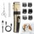 Dog Grooming Clippers, Low Noise, Electric Quiet, Adjustable Clipper Comb, Rechargeable Cordless Dog Hair Clippers for Dogs Cats Pets, Gold by HEAPETS