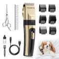 Dog Grooming Clippers, Low Noise, Electric Quiet, Adjustable Clipper Comb, Rechargeable Cordless Dog Hair Clippers for Dogs Cats Pets, Gold by HEAPETS