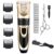 Dog Grooming Kit Clippers, Low Noise, Electric Quiet, Rechargeable, Cordless, Pet Hair Thick Coats Clippers Trimmers Set, Suitable for Dogs, Cats, and Other Pets (Gold) by Highdas