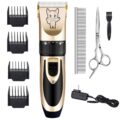 Dog Grooming Kit Clippers, Low Noise, Electric Quiet, Rechargeable, Cordless, Pet Hair Thick Coats Clippers Trimmers Set, Suitable for Dogs, Cats, and Other Pets (Gold) by Highdas