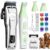 Dog Grooming Kit, Dog Clippers for Grooming for Thick Heavy Coats, Professional Pet Paw Trimmer Nail Grinder Low Noise Rechargeable Stainless Steel Hair Trimmer for Dogs Cats… by FuzzyFix