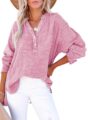 Dokotoo Womens Casual Button V Neck Long Sleeve Shirts Oversized Solid Blouses Tops by Dokotoo