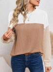 Dokotoo Womens Color Block Sweaters Long Sleeve Crewneck Pullover Knit Jumper Tops by Dokotoo