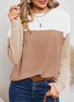 Dokotoo Womens Color Block Sweaters Long Sleeve Crewneck Pullover Knit Jumper Tops by Dokotoo