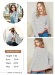 Dokotoo Women's Long Sleeve Sweaters Casual Crewneck Fashion Fall Striped Color Block Shirts High Low Pullover Sweater Tops by Dokotoo
