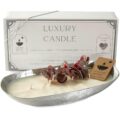 Dough Bowl Candle Co. Luxury Candle – Scented Luxury Candles for Home, 12x5x2 Inch Vessel for Women and Men, Fancy 4 Wick for All Occasions (Silver, White Eucalyptus) by Dough Bowl Candle Company