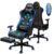 Douxlife Computer Gaming Chair with Footrest, Height Adjustable Game Chair for Adults 360°-Swivel Seat and Headrest and for Office or Gaming, Racing Style (Black and Blue) by Douxlife