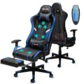 Douxlife Computer Gaming Chair with Footrest, Height Adjustable Game Chair for Adults 360°-Swivel Seat and Headrest and for Office or Gaming, Racing Style (Black and Blue) by Douxlife