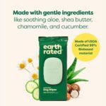 Earth Rated Pet Wipes for Dogs and Cats, Hypoallergenic, Cleaning and Hydrating, for Grooming Paws, Body and Butt, Unscented, 100 Count by Earth Rated