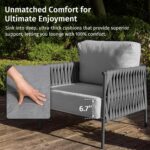 EAST OAK 3-Piece Patio Furniture Set | Armchairs & Coffee Table | Outdoor Furniture with Cushions | Deep Seating Modern Conversation Set | Garden, Porch, Balcony & Backyard |... by EAST OAK