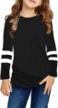 Ebifin Girls Casual Short/Long Sleeve T Shirts Kids Loose Soft Striped Color Block Tunic Tops, Tees Blouses Size 4-15 Years by Ebifin