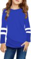 Ebifin Girls Casual Short/Long Sleeve T Shirts Kids Loose Soft Striped Color Block Tunic Tops, Tees Blouses Size 4-15 Years by Ebifin