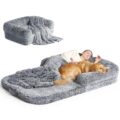 EHEYCIGA Foldable Human Dog Bed, 72″x44″x11″ Orthopedic Memory Foam Human Sized Dog Bed, Waterproof Pet Bed for People, Faux Fur Pet Couch for Adult with Non-Slip Bottom, Grey by EHEYCIGA