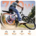 Electric Bike, 1000W/750/500W Peak Motor, 20MPH & 60/55 Miles, 26''/20'' Tires, Removable Battery, 7/5 Speed E-Bike, Dual Disc Brakes, Shock Absorber, Commuting Electric Bicycle... by Fcgeoi