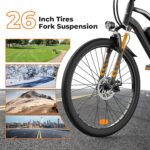Electric Bike, 1000W/750/500W Peak Motor, 20MPH & 60/55 Miles, 26''/20'' Tires, Removable Battery, 7/5 Speed E-Bike, Dual Disc Brakes, Shock Absorber, Commuting Electric Bicycle... by Fcgeoi