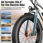 Electric Bike for Adults, Peak 1000W Ebike, 25MPH 60Miles Electric Mountain Bike, 26" Fat Tire Electric Bicycle with 48V 13AH Battery, Rear Rack, Front Suspension, 7 Speed, UL... by Funhang