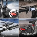 Electric Bike for Adults, Peak 1000W Ebike, 25MPH 60Miles Electric Mountain Bike, 26" Fat Tire Electric Bicycle with 48V 13AH Battery, Rear Rack, Front Suspension, 7 Speed, UL... by Funhang