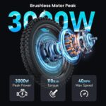 Electric-Dirt-Bike for Adults with Peak-3000W Brushless Motor and 48V 32AH Battery Max 40MPH and 80Miles, Adult Electric-Mountain-E-Bike Motorcycle with Fat Tire for Snow, Sand... by Arkveld