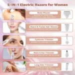 Electric Razors for Women, 5 in 1 Bikini Trimmer for Women, Wet/Dry Electric Shaver, Painless Womens Razor Shavers, Facial Hair Removal for Face Nose Eyebrow Arms Armpit Legs... by Psmicor