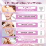 Electric Shavers Razors for Women, 5 in 1 Bikini Trimmer for Women, Wet/Dry Womens Electric Shaver Razor, Face Shaver for Face Nose Eyebrow Arms Armpit Legs Pubic Area, Facial... by Psmicor