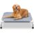 Elevated Cooling Dog Bed, Raised Outdoor Dog Bed for Medium Dogs, Portable Pet Cots with No-Slip Rubber Feet, Double Layer Polyester Cotton by Makerfire