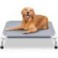 Elevated Cooling Dog Bed, Raised Outdoor Dog Bed for Medium Dogs, Portable Pet Cots with No-Slip Rubber Feet, Double Layer Polyester Cotton by Makerfire