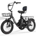 ESKUTE E Trike Electric Bike, Peak 1200W Brushless Motor Folding Trike 18X3.0 Fat Tire Ebike, 499Wh Removable Battery, Step-Thru 3 Wheel Electric Bicycle, Up to 55 Miles, 18MPH+… by ESKUTE