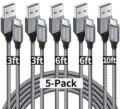 etguuds USB A to USB C Cable 5-Pack (3/3/6/6/10 ft), Fast Charging Type C Charger Cord for iPhone 17 16 15 Pro Max Plus Air, Samsung Galaxy S25 S24 S23 S22 S21 S20 A56 A17 A16,… by etguuds
