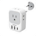 European Travel Plug Adapter USB C, TESSAN International Plug Adapter with 4 AC Outlets 3 USB Charging Ports, Type C Europe Power Adaptor for US to EU France Germany Iceland… by TESSAN