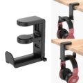 EURPMASK Rotating Headphone Stand – PC Gaming Headset Holder, Adjustable Clamp-on Under Desk Hanger With 360 Degree Swivel & Cable Clip Organizer – Black by EURPMASK Choose the color of europe