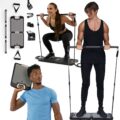 EVO Gym – Portable Home Gym Strength Training Equipment, at Home Gym | All in One Gym – Resistance Bands, Base Holds Gym Bar & Handles for Travel | Portable Gym & Home Exercise… by Nomadix Fitness