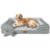 Extra Large Dog Bed, Orthopedic Dog Bed with Cooling Gel Memory Foam, Waterproof XL Pet Bed with Removable Washable Cover, 42″ Pet Sofa Couch Dutch Velvet with Bone Toy, Light Gray by CWAWZ